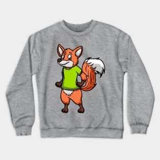 Cute Anthropomorphic Human-like Cartoon Character Fox in Clothes Crewneck Sweatshirt